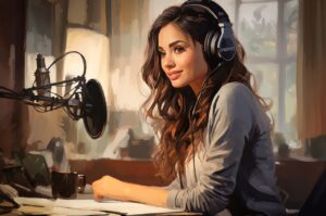ai generated, woman, podcast